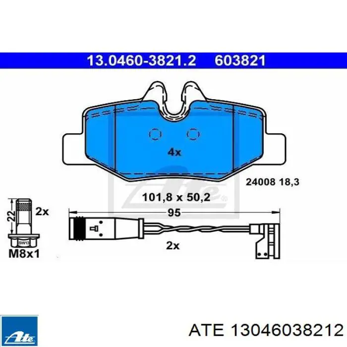 Задні гальмівні колодки ATE 13046038212 ціна, від 40.65 USD