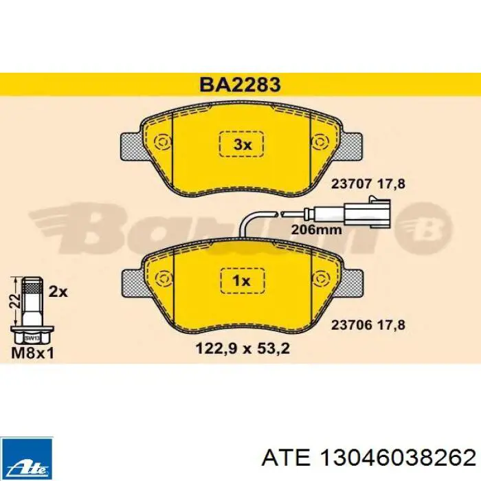 Гальмівні колодки ATE 13046038262 ціна, від 22.70 USD