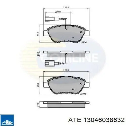 Передні тормозні колодки 13046038632 ATE