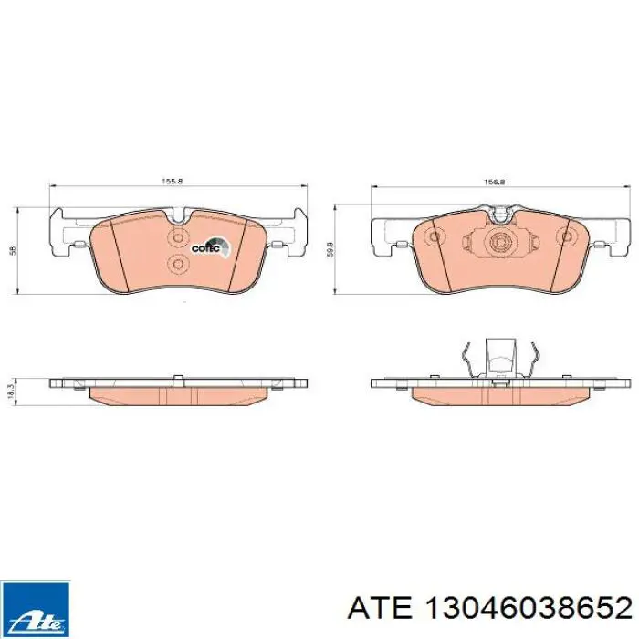 Передні тормозні колодки 13046038652 ATE