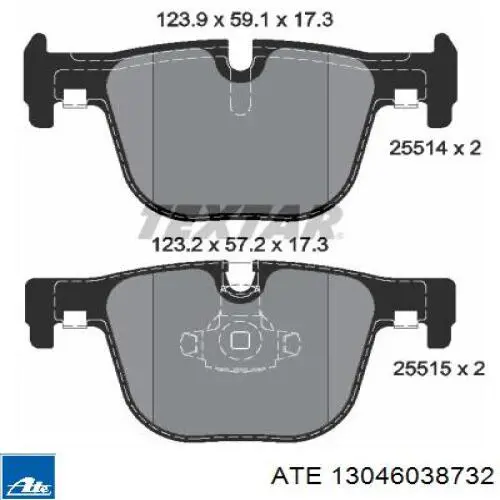 Задні гальмівні колодки ATE 13046038732 ціна, від 87.43 USD