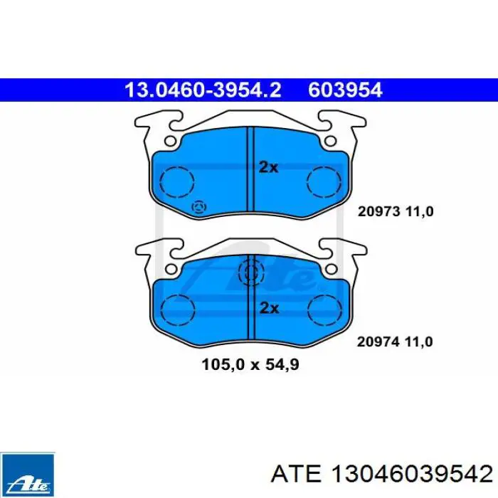 Колодки гальмові задні, дискові 13046039542 ATE