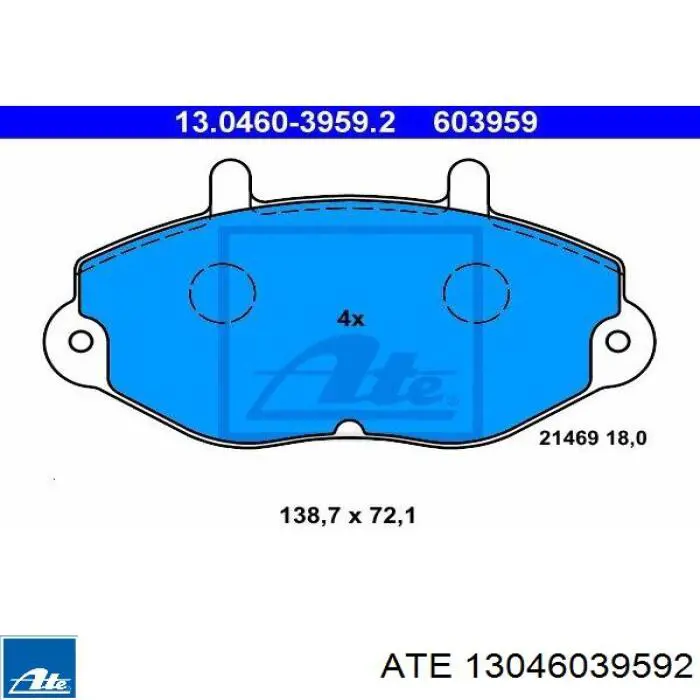Колодки гальмівні передні, дискові 13046039592 ATE