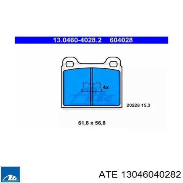 Гальмівні колодки ATE 13046040282 ціна, від 12.10 USD