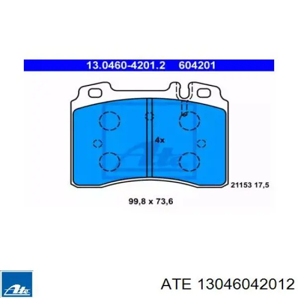 Колодки гальмівні передні, дискові 13046042012 ATE