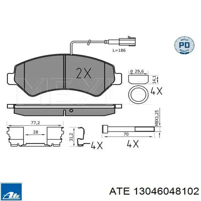 Передні тормозні колодки 13046048102 ATE