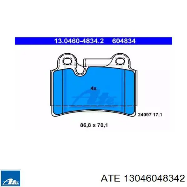 Задні гальмівні колодки ATE 13046048342 ціна, від 38.74 USD