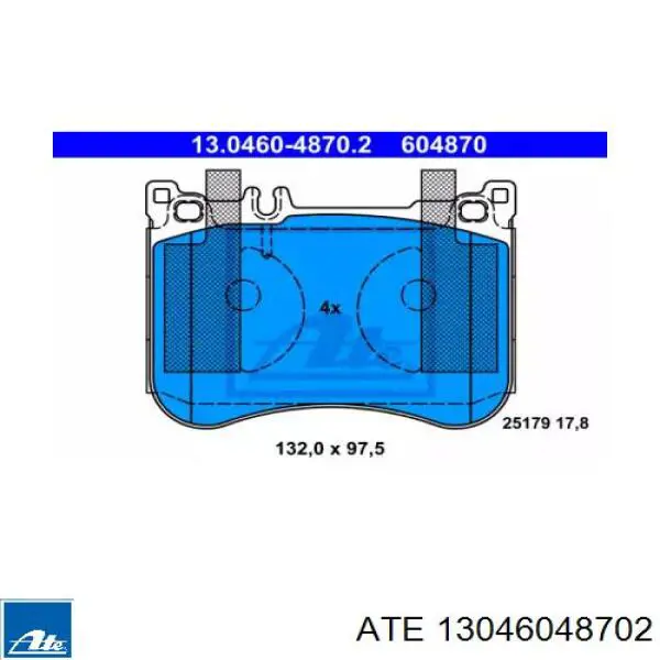 Колодки гальмівні передні, дискові 13046048702 ATE