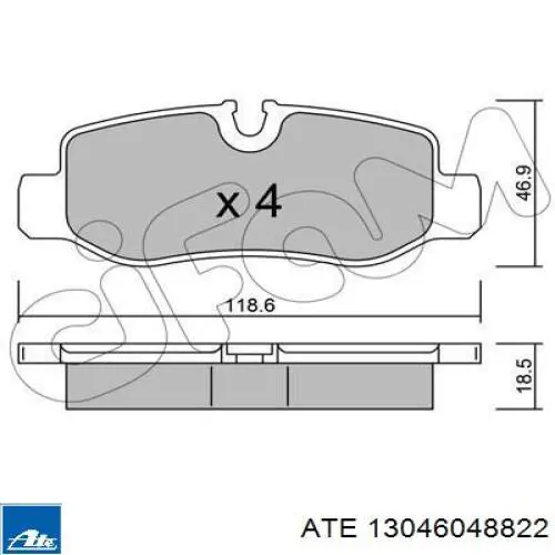 Задні гальмівні колодки 13046048822 ATE