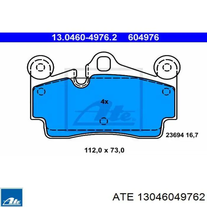 Задні гальмівні колодки ATE 13046049762 ціна, від 79.35 USD