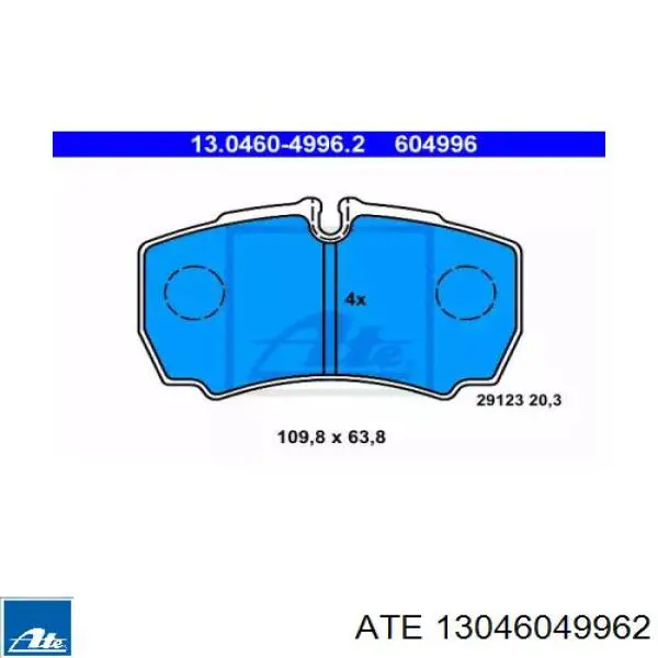 Колодки гальмові задні, дискові 13046049962 ATE