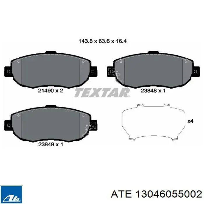 Колодки гальмівні передні, дискові 13046055002 ATE
