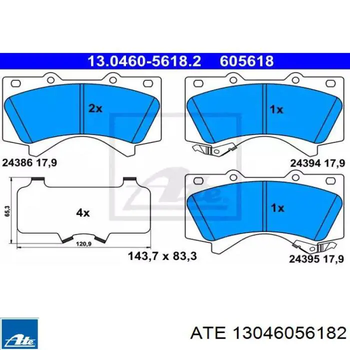 Гальмівні колодки ATE 13046056182 ціна, від 50.20 USD