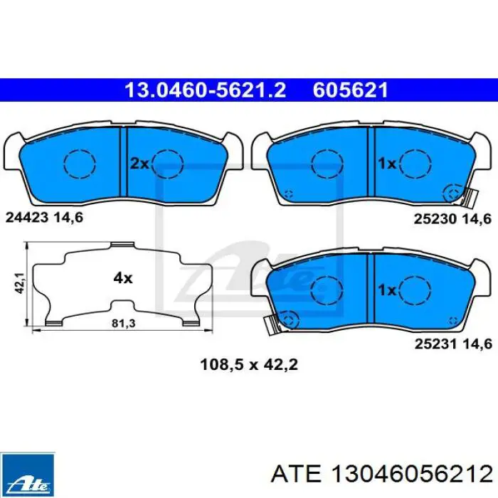 Колодки гальмівні передні, дискові 13046056212 ATE