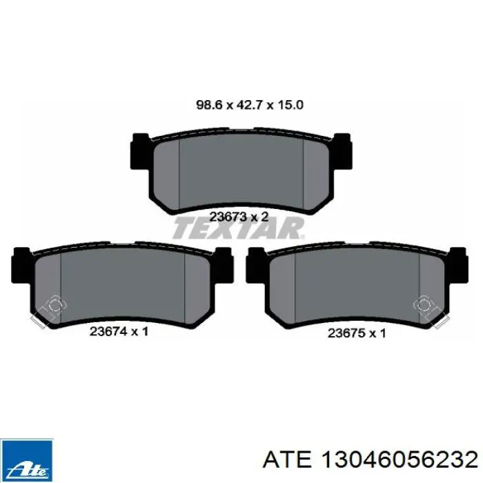 Колодки гальмові задні, дискові 13046056232 ATE