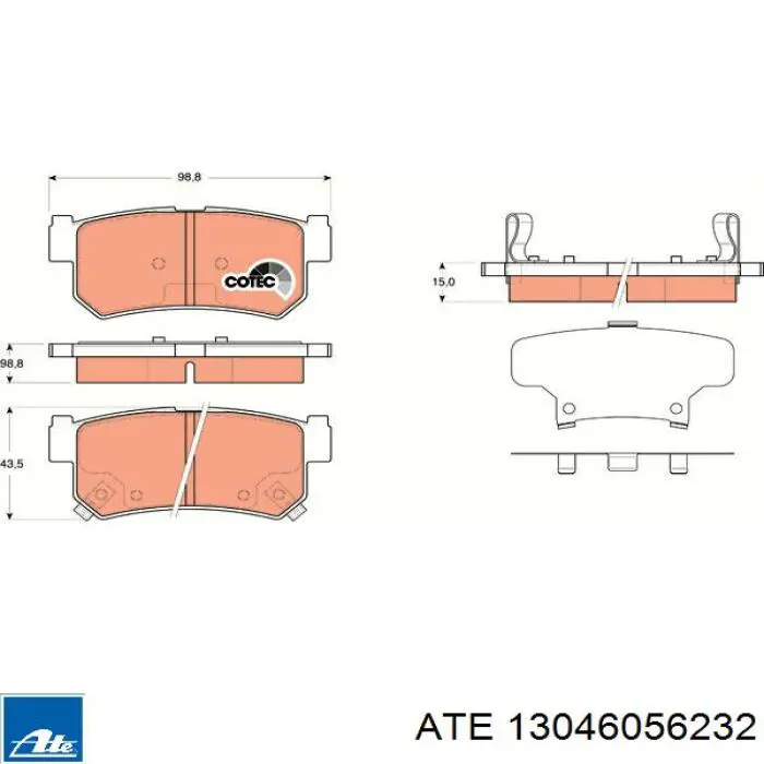 Купити 13046056232 ATE Задні колодки