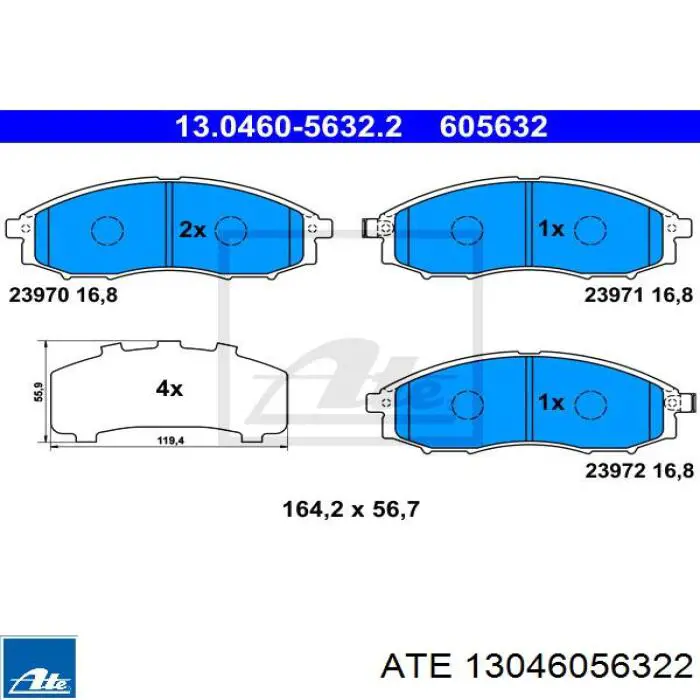 Передні тормозні колодки 13046056322 ATE