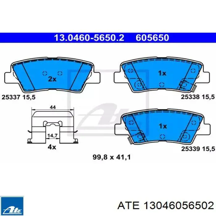 Колодки гальмові задні, дискові 13046056502 ATE