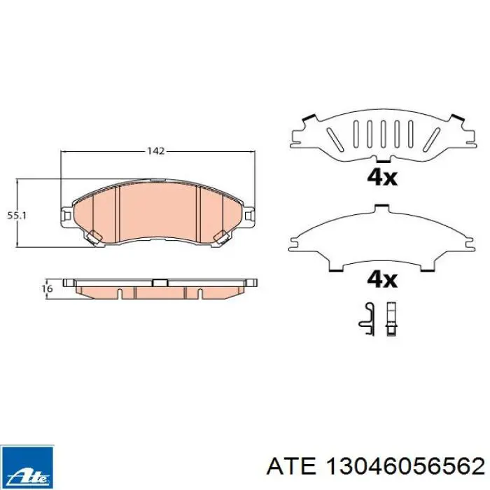 Колодки гальмівні передні, дискові 13046056562 ATE