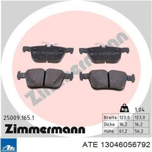 Гальмівні колодки ATE 13046056792 ціна, від 48.83 USD