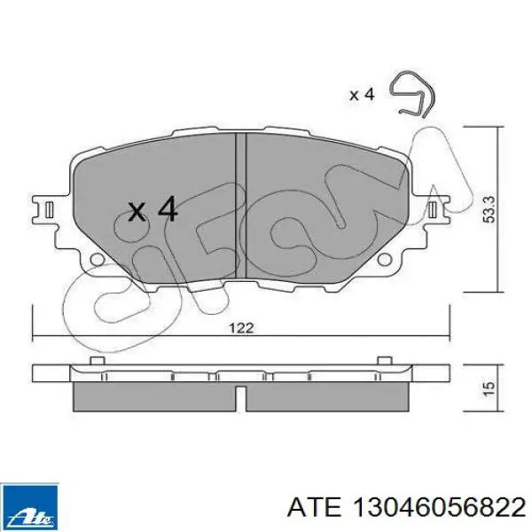 Передні тормозні колодки 13046056822 ATE