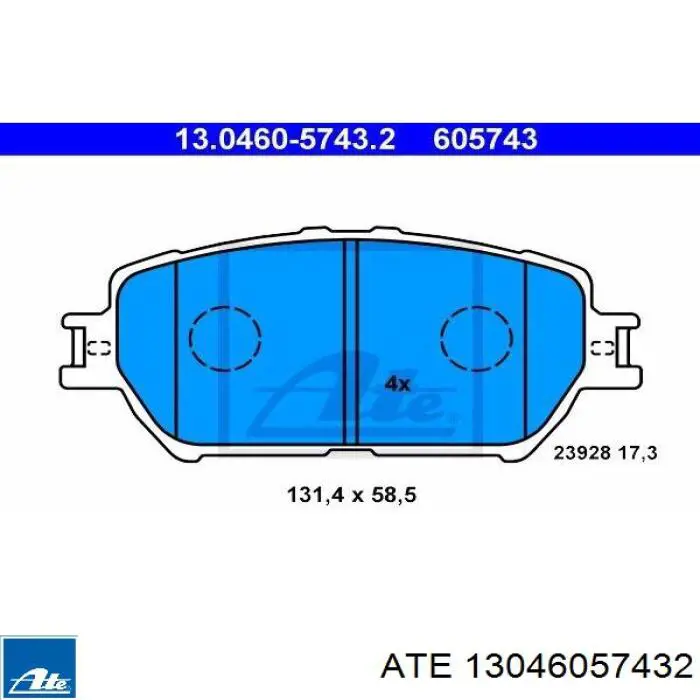 Колодки гальмівні передні, дискові 13046057432 ATE