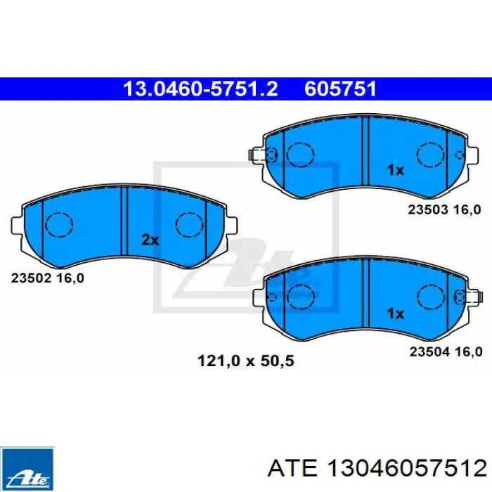 Колодки гальмівні передні, дискові 13046057512 ATE