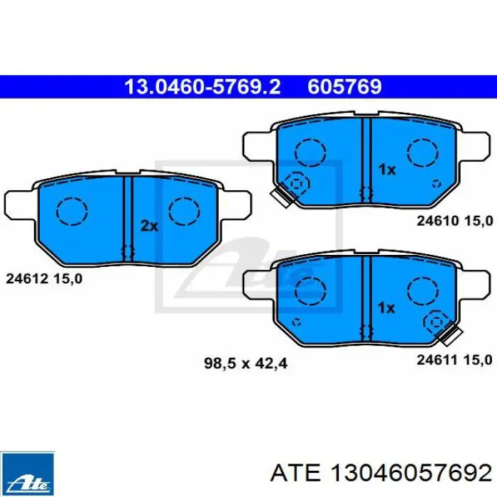 Колодки гальмові задні, дискові 13046057692 ATE