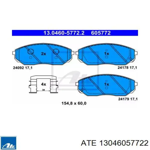 Гальмівні колодки ATE 13046057722 ціна, від 23.55 USD