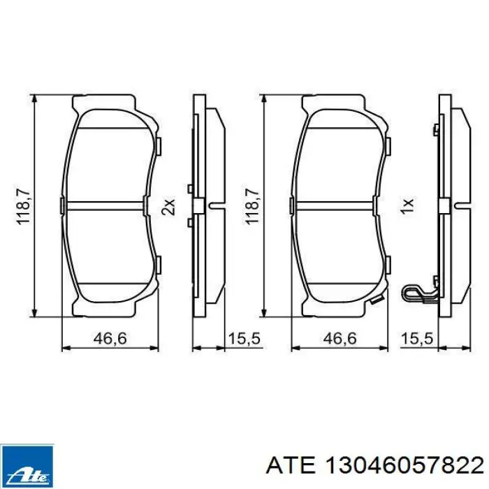 Задні гальмівні колодки ATE 13046057822 ціна, від 16.00 USD