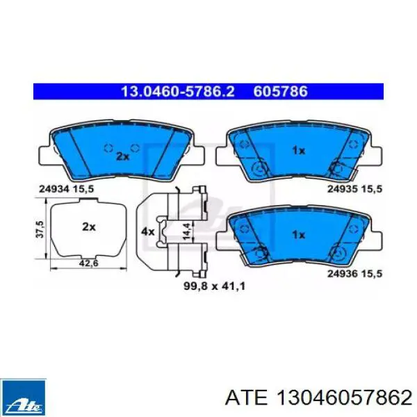Задні гальмівні колодки ATE 13046057862 ціна, від 25.70 USD