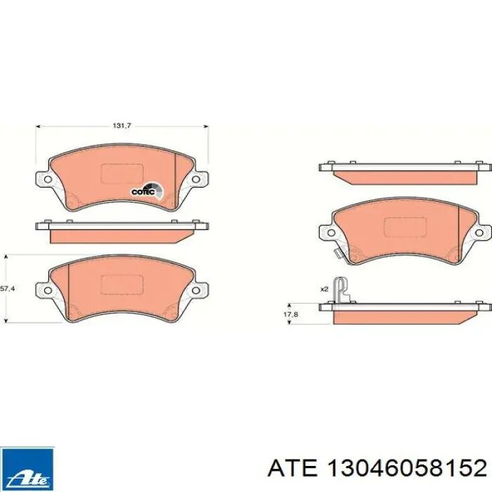 13046058152 ATE Передні гальмівні колодки