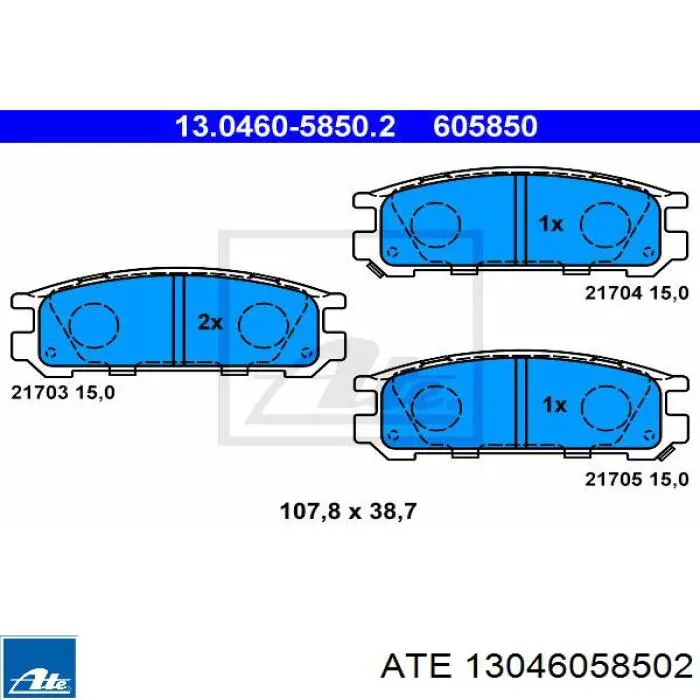 Колодки гальмові задні, дискові 13046058502 ATE