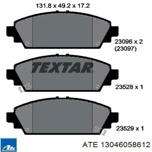 Колодки гальмівні передні, дискові 13046058612 ATE
