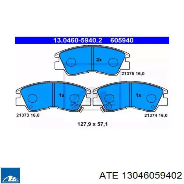 Колодки гальмівні передні, дискові 13046059402 ATE