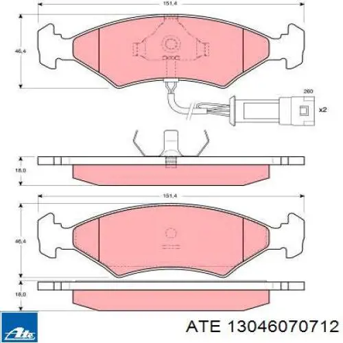 Передні тормозні колодки 13046070712 ATE