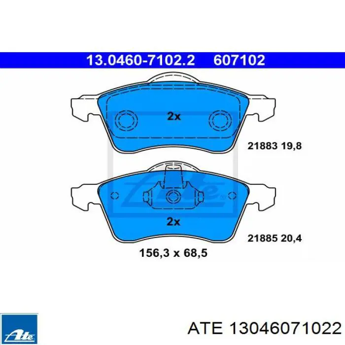 Колодки гальмівні передні, дискові 13046071022 ATE
