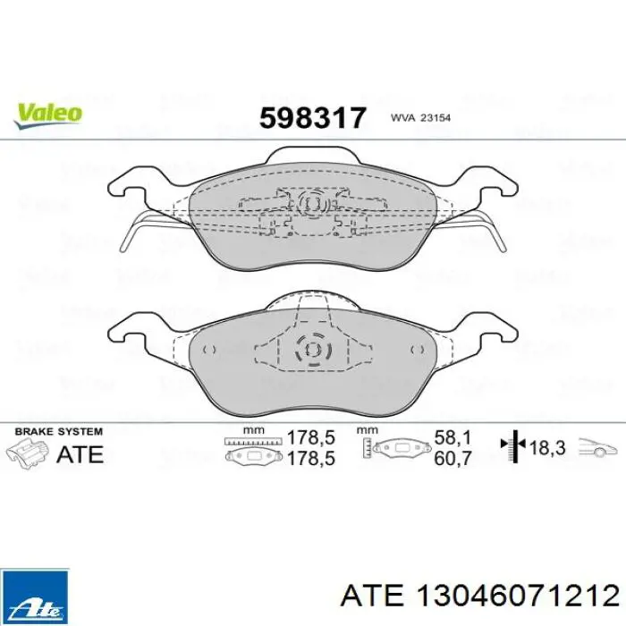 Гальмівні колодки ATE 13046071212 ціна, від 20.53 USD