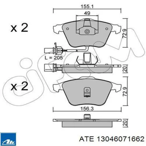 Гальмівні колодки ATE 13046071662 ціна, від 32.94 USD