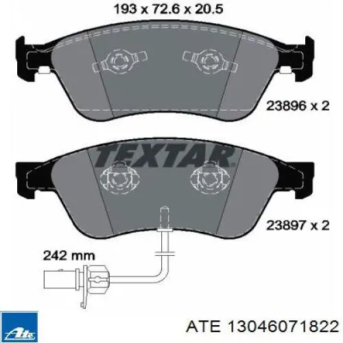 Передні тормозні колодки 13046071822 ATE