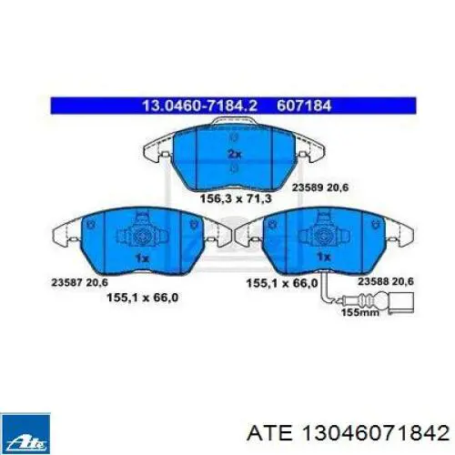 Гальмівні колодки ATE 13046071842 ціна, від 53.70 USD