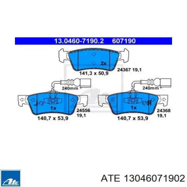 Колодки гальмові задні, дискові 13046071902 ATE