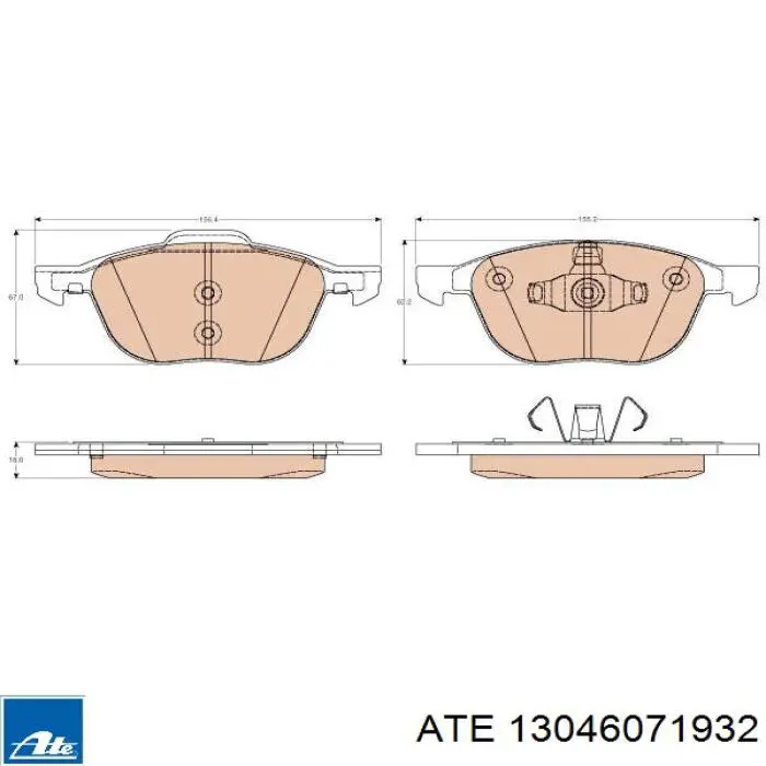 Передні тормозні колодки 13046071932 ATE