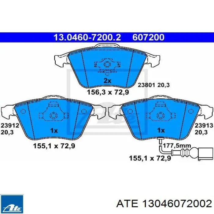 Гальмівні колодки ATE 13046072002 ціна, від 54.77 USD