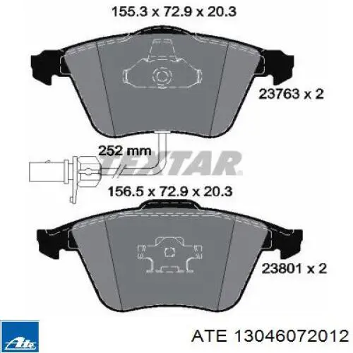 Передні тормозні колодки 13046072012 ATE