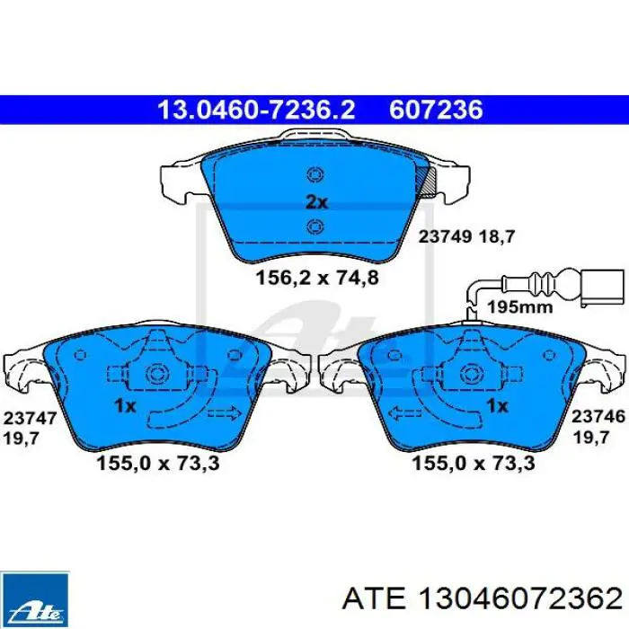 Гальмівні колодки ATE 13046072362 ціна, від 58.87 USD