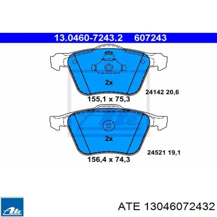 Гальмівні колодки ATE 13046072432 ціна, від 57.61 USD