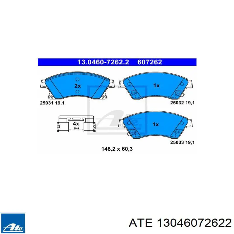 Гальмівні колодки ATE 13046072622 ціна, від 22.86 USD