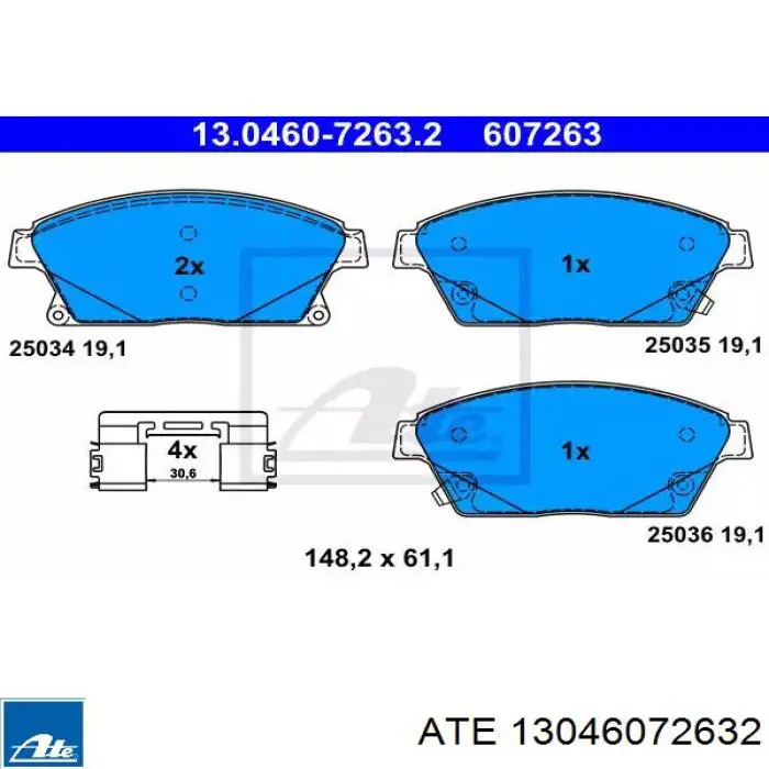 Колодки гальмівні передні, дискові 13046072632 ATE