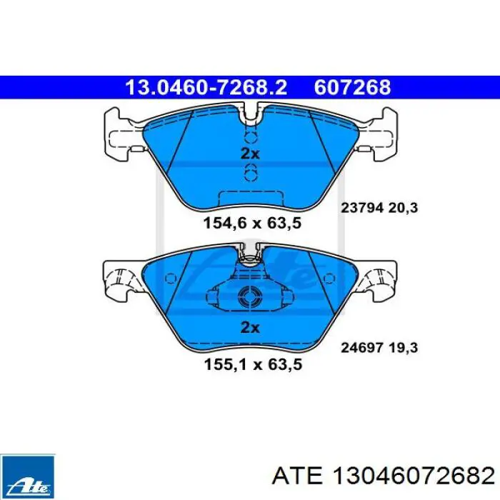 Колодки гальмівні передні, дискові 13046072682 ATE